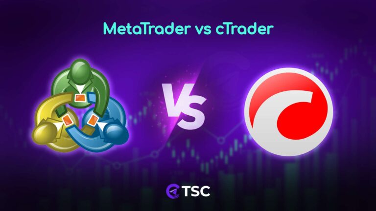 telegram signal copier feature image for blog showing metatrader & ctrader logo for comparison.