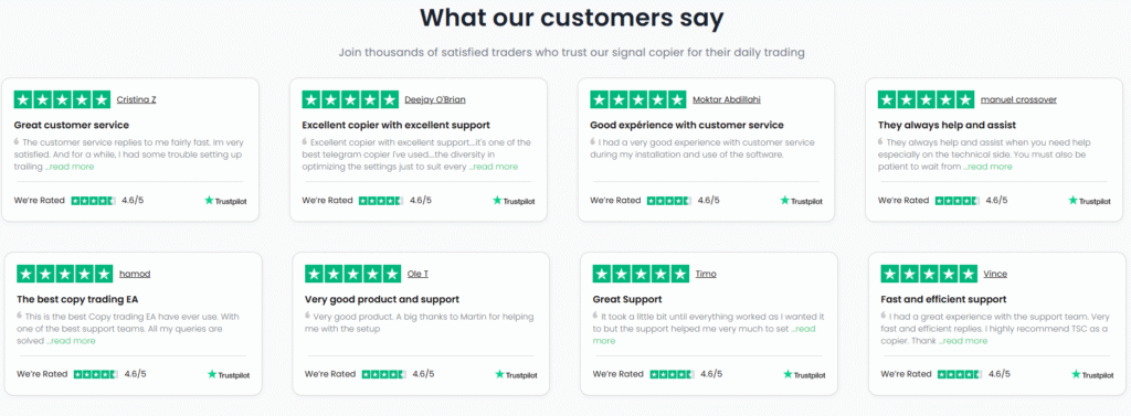 Customer review of Telegram Signal Copier